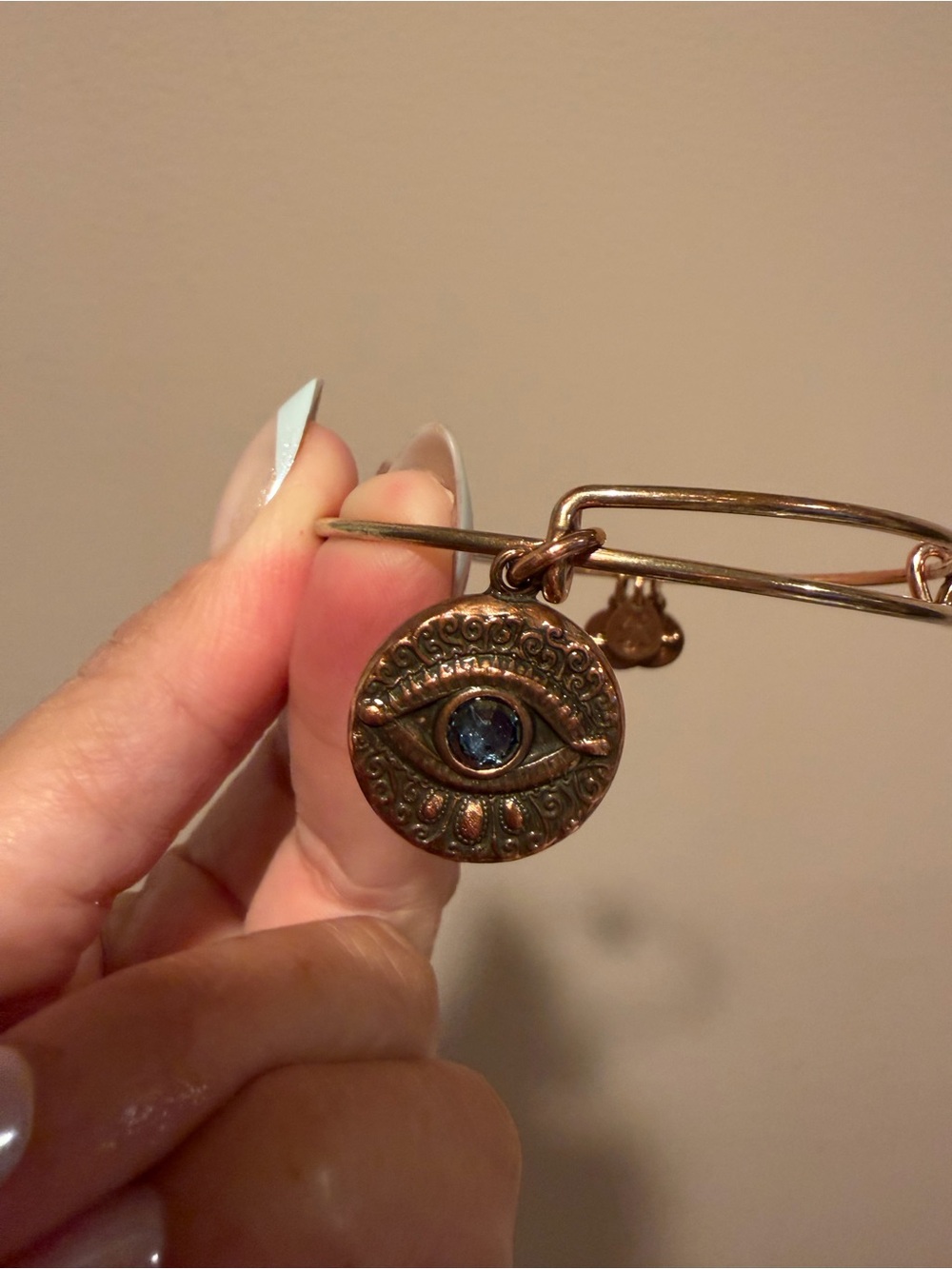 Alex and Ani Evil Eye Charm Bangle Bracelet - Rose Gold